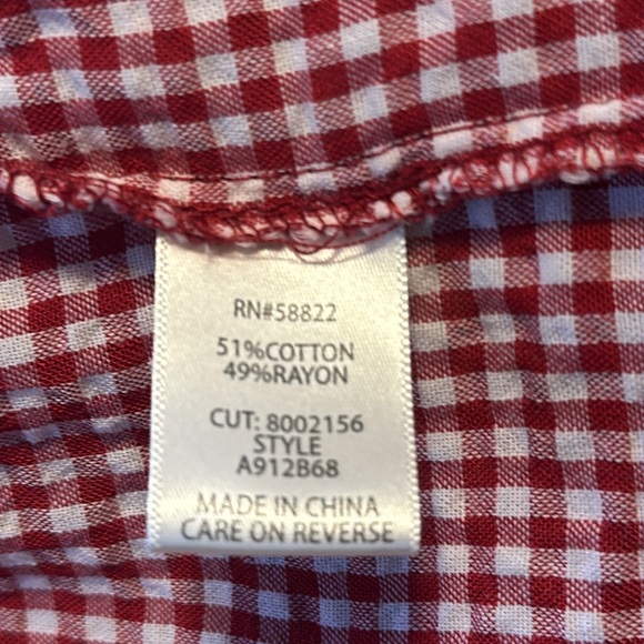 Max Studio Red Gingham Tiered Dress with Puff Sleeves - Picture 11 of 14